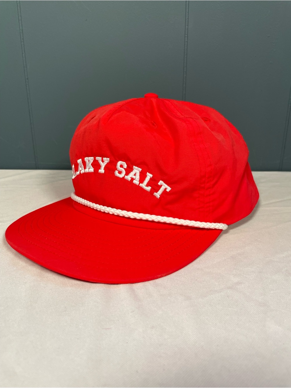Flaky Salt AS Colour Hat Cap Snap Back Mens One Size Red 5 Panel Surf Rope - Picture 2 of 7